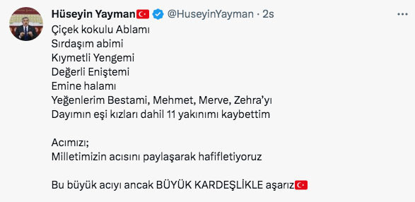 AK Parti Hatay Milletvekili Hüseyin Yayman duyurdu: 11 yakınımı kaybettim - Resim: 0