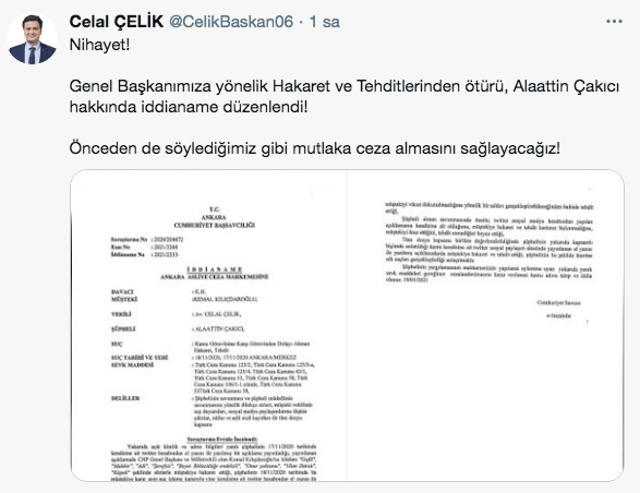 Alaattin Çakıcı hakkında, Kılıçdaroğlu'na yönelik tehditleri nedeniyle iddianame hazırlandı - Resim: 0