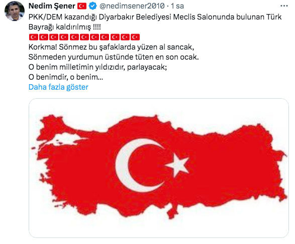 Nedim Şener: Diyarbakır Belediyesi Meclis salonundaki Türk bayrağı kaldırıldı - Resim: 0