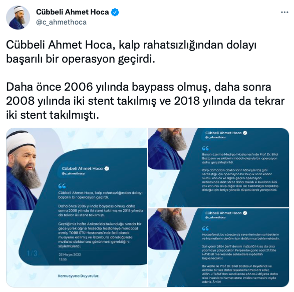 Cübbeli Ahmet Hoca ağrıyla hastaneye kaldırıldı kalp ameliyatı oldu - Resim: 0