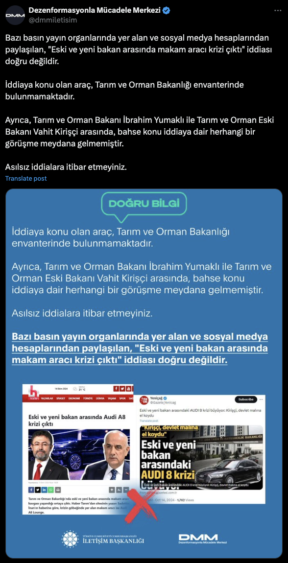 "Eski ve yeni bakan arasında makam aracı krizi çıktı" iddiasına DMM'den yanıt - Resim: 0