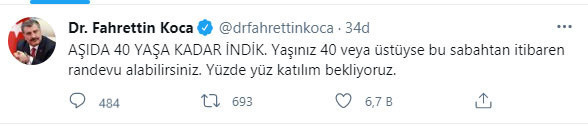 Bakan Fahrettin Koca duyurdu! Kovid-19 aşısı için 40 yaş ve üstü vatandaşlara randevu verilmeye başlandı - Resim: 0