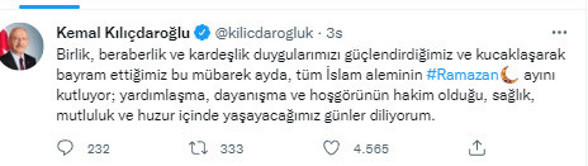 CHP lideri Kılıçdaroğlu'ndan ramazan paylaşımı - Resim: 0
