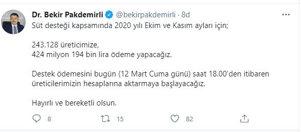 Bekir Pakdemirli duyurdu! Destek ödemeleri bugün hesaplara aktarılacak - Resim: 0