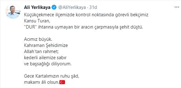 İstanbul Valisi Ali Yerlikaya'dan şehit bekçiyle ilgili açıklama - Resim: 1