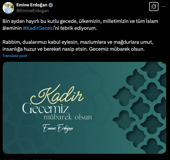 Emine Erdoğan'dan Kadir Gecesi mesajı - Resim: 0