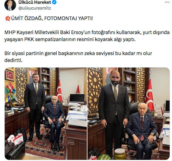 MHP’den sahte görseli gerçekmiş gibi paylaşan Ümit Özdağ’a yanıt: Maalesef seviyen bu - Resim: 1