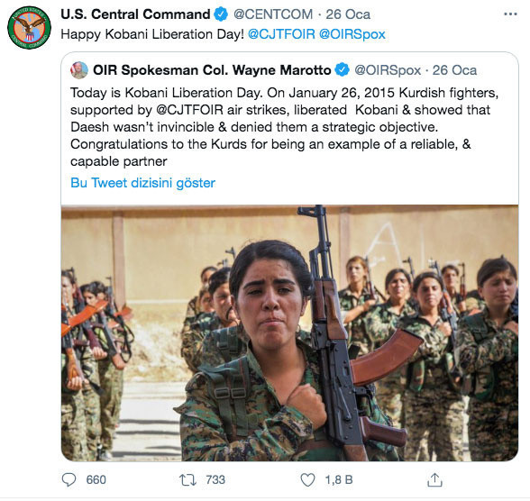 Amerikan Merkez Kuvvetleri Komutanlığı'ndan terör örgütüne tebrik - Resim: 0