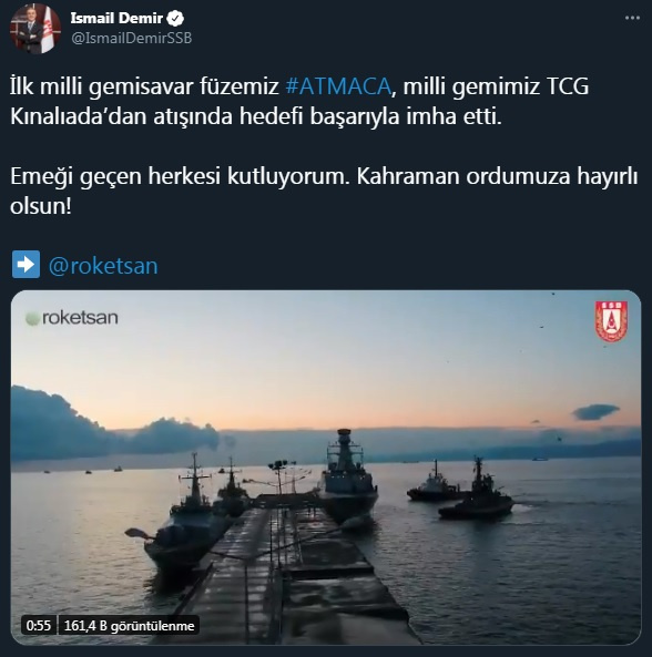 Milli gemi savar füze 'Atmaca' hedefi imha etti - Resim: 0