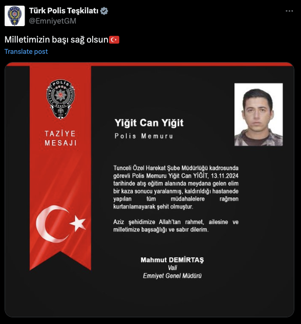 Tunceli'de atış eğitim alanında kahreden kaza: 1 polis şehit oldu - Resim: 0