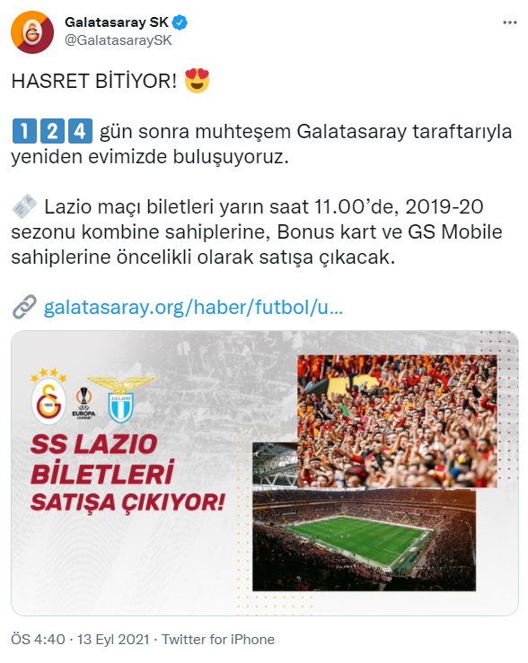 Galatasaray'dan taraftara müjde! Lazio maçı Türk Telekom Stadı'nda - Resim: 0