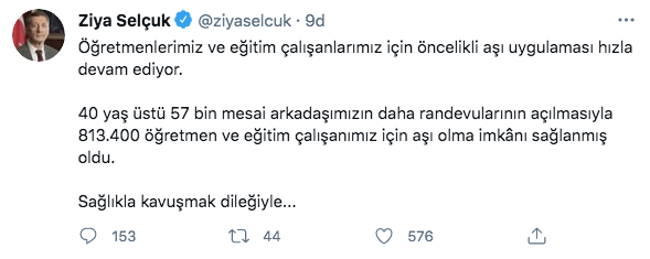 Ziya Selçuk: Aşılanan eğitim çalışanı sayısı 813 bin'e ulaştı - Resim: 0
