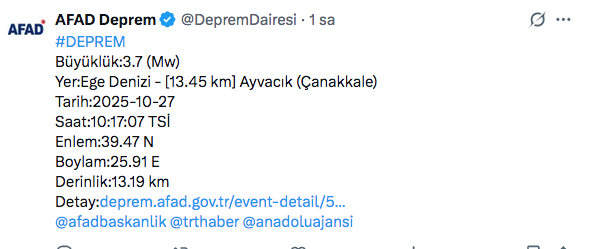 Ege Denizi'nde 4 büyüklüğünde deprem oldu! AFAD duyurdu - Resim: 0