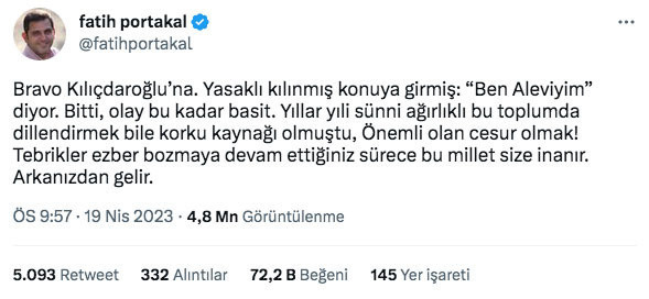 Kemal Kılıçdaroğlu'nun 'Aleviyim' videosuna Fatih Portakal 'bravo' dedi yorum yağdı - Resim: 0