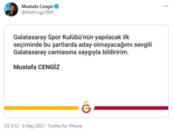 Mustafa Cengiz başkan adayı olmayacak - Resim: 0