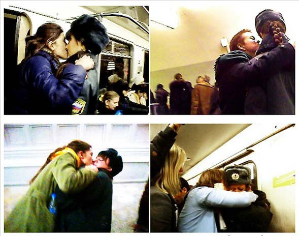 Kadın polislerle zorla öpüştüler! - Resim: 1