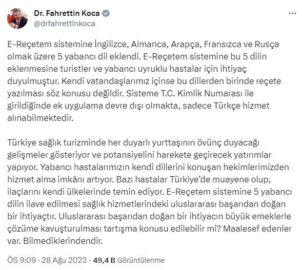 HDP'nin e-Reçete'ye yönelik Kürtçe tepkisine Sağlık Bakanı Fahrettin Koca'dan cevap - Resim: 0