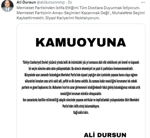 Memleket Partisi'nde şoke eden istifa: Amaçları seçimleri kazanmak değil, muhalefete seçim kaybettirmek - Resim: 0