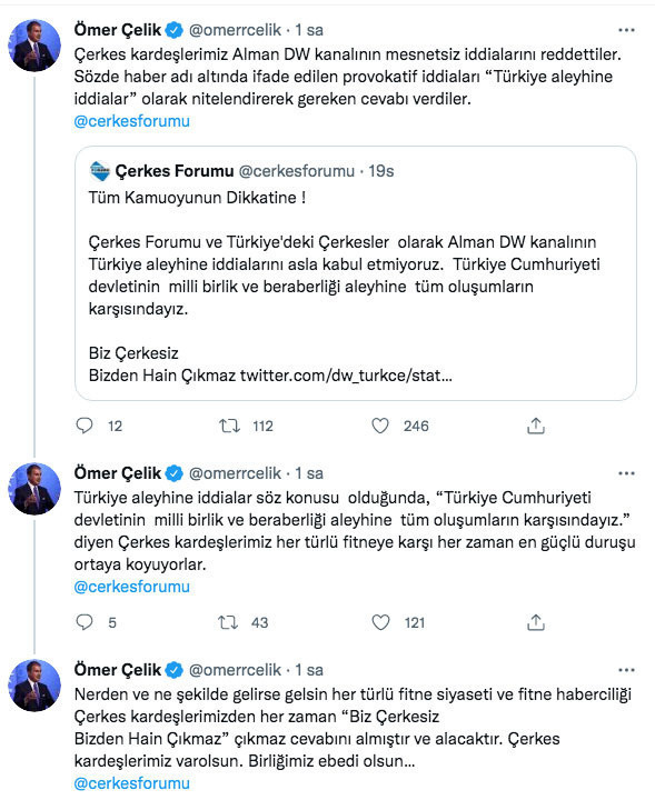 Deutsche Welle'den skandal Çerkes paylaşımına Ömer Çelik'ten sert tepki - Resim: 1