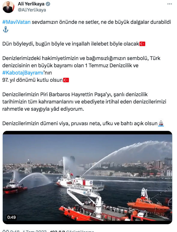 İçişleri Bakanı Ali Yerlikaya: Mavi Vatan sevdamızın önünde ne setler, ne de büyük dalgalar durabildi - Resim: 0