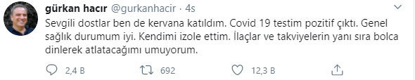 Gürkan Hacır da koronavirüse yakalandı! - Resim: 0