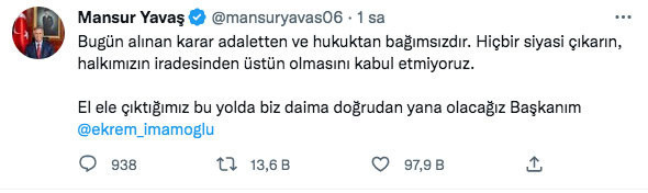 Mansur Yavaş'tan Ekrem İmamoğlu kararıyla ilgili açıklama - Resim: 0