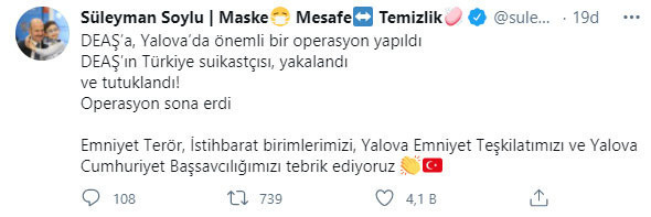 Süleyman Soylu duyurdu: DEAŞ’ın Türkiye suikastçısı yakalandı ve tutuklandı - Resim: 1