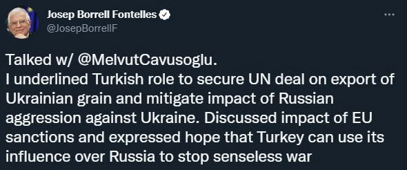 Borrell: Türkiye, savaşı durdurmak için Rusya üzerindeki etkisini kullanabilmeli - Resim: 0