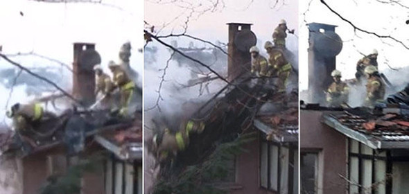 Çatıdan düşen itfaiye erinin çatıdan düşüşü böyle görüntülendi! - Resim: 1