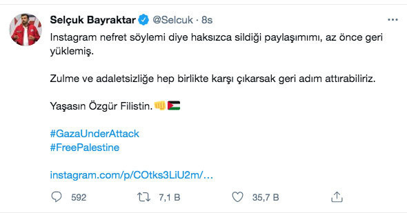 Skandala imza atan Instagram'dan geri adım Selçuk Bayraktar duyurdu - Resim: 0