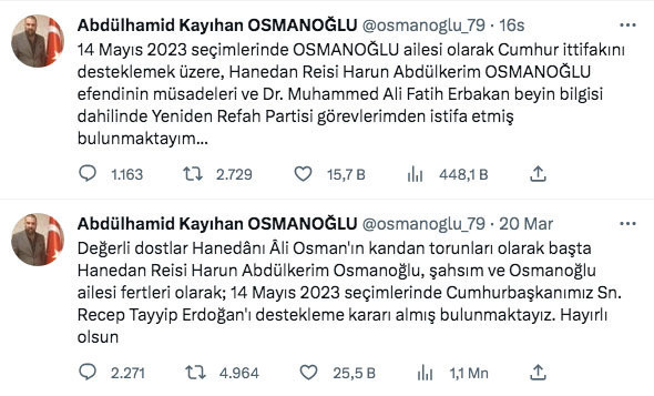 Abdülhamid'in torunu Abdülhamid Kayıhan Osmanoğlu Yeniden Refah Partisi'nden istifa etti - Resim: 0