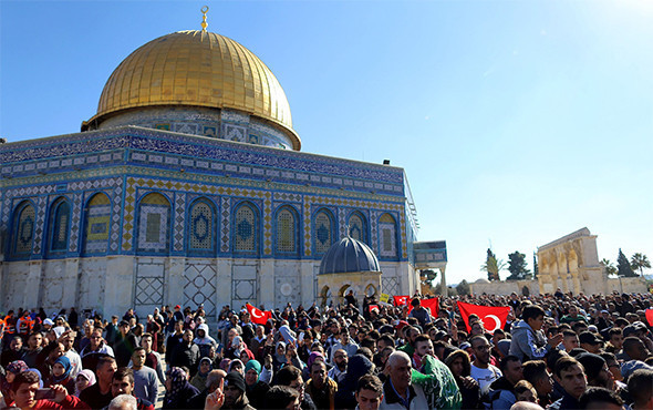Mescid-i Aksa'da Türk bayraklı Kudüs protestosu - Resim: 4