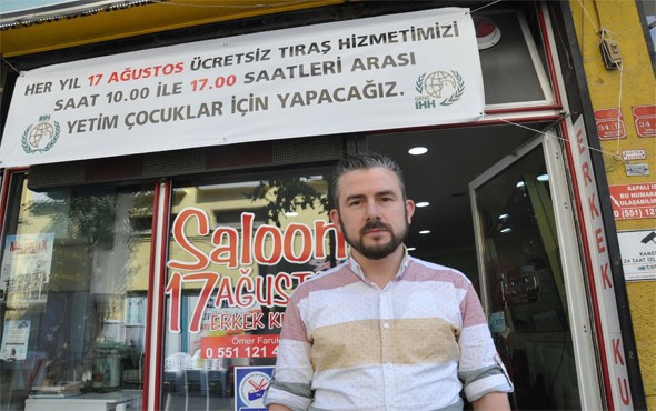 Depremzede berberden bedava tıraş - Resim: 1