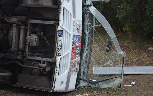 Tekirdağ'da işçi servisi devrildi: Çok sayıda yaralı var! - Resim: 2