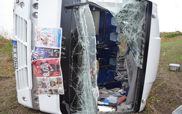 Tekirdağ'da işçi servisi devrildi: Çok sayıda yaralı var! - Resim: 4