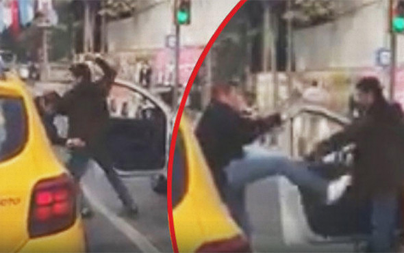 Taksicilerin 'yolcu alma' kavgası böyle görüntülendi! - Resim: 1