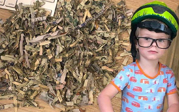 2 yaşındaki afacan 10 doları bakın nasıl imha etti? - Resim: 1