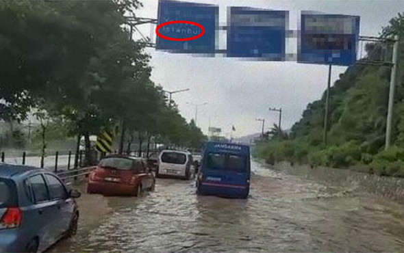İstanbul yolunu sel bastı! - Resim: 1