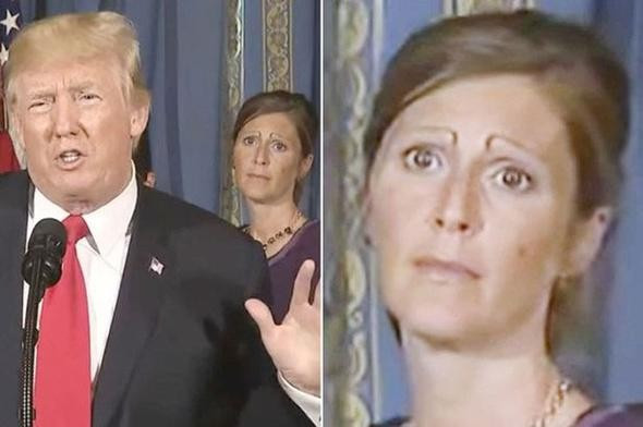 Trump'ın toplantısındaki tuhaf kaşlı kadın olay oldu - Resim: 1