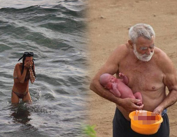 Farkında olmadan çekti! Denizde aniden doğum yaptı... - Resim: 1