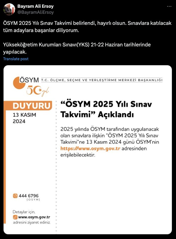 2025 Yükseköğretim Kurumları Sınavı (YKS) tarihleri belli oldu! ÖSYM Başkanı Ersoy duyurdu - Resim: 0