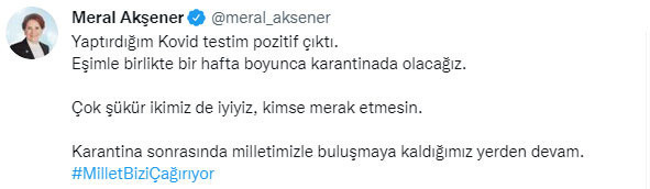 Meral Akşener'e koronavirüs teşhisi - Resim: 0