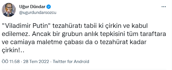 Uğur Dündar'dan 'Putin' tezahüratları ile ilgili açıklama - Resim: 0