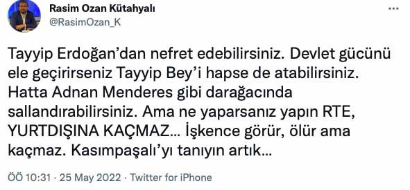 Rasim Ozan Kütahyalı: Erdoğan işkence görür yurt dışına kaçmaz Kasımpaşalıyı tanıyın artık - Resim: 0