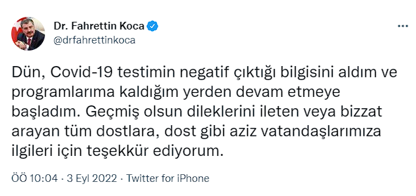 Koronavirüse yakalanmıştı! Fahrettin Koca son test sonucunu açıkladı - Resim: 0