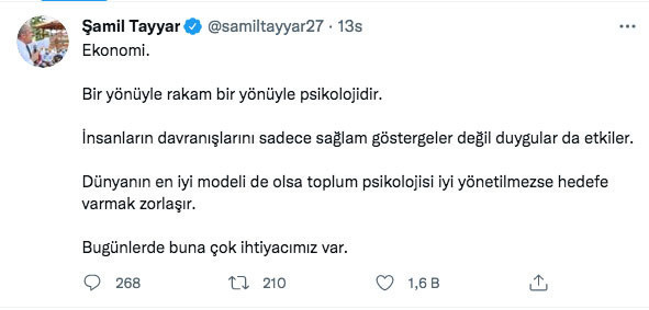 Şamil Tayyar'dan şaşırtan ekonomi açıklaması: Bir yönüyle rakam bir yönüyle psikolojidir - Resim: 0