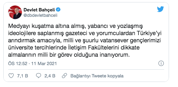 Devlet Bahçeli’den gençlere ‘iletişim fakültesi’ çağrısı - Resim: 0
