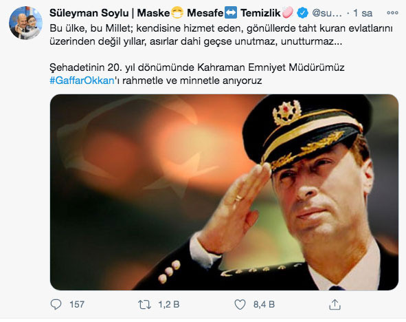 İçişleri Bakanı Süleyman Soylu şehit emniyet müdürü Gaffar Okkan'ı andı - Resim: 0