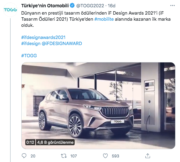 Yerli otomobil TOGG'un C-SUV modeli dünyaca ünlü tasarım ödülüne layık görüldü - Resim: 0