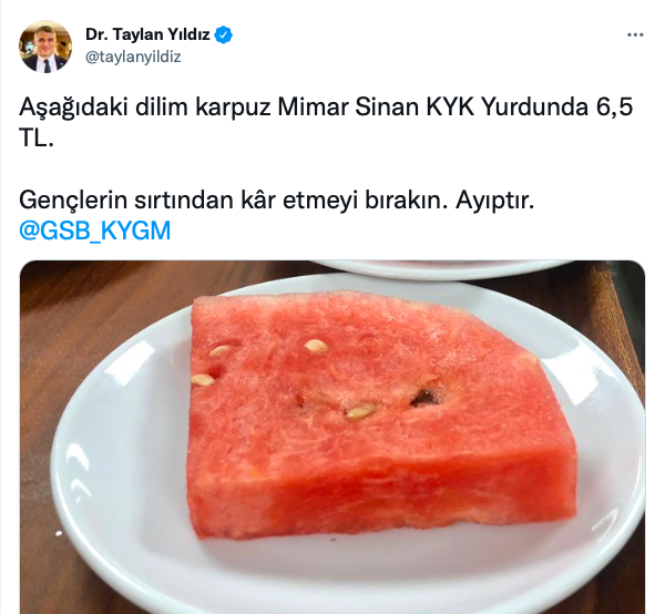 Bir karpuzun dilimi öğrenciye 6,5 lira! İYİ Partili Yıldız isyan etti - Resim: 0